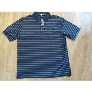 peter millar summer comfort golf polo xl new black with purple stripes